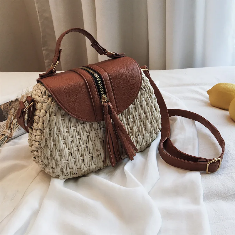 Female Straw Beach Bag Crossbody Bags For Women 2019 Summer Wicker Designer Handbags Ladies ...