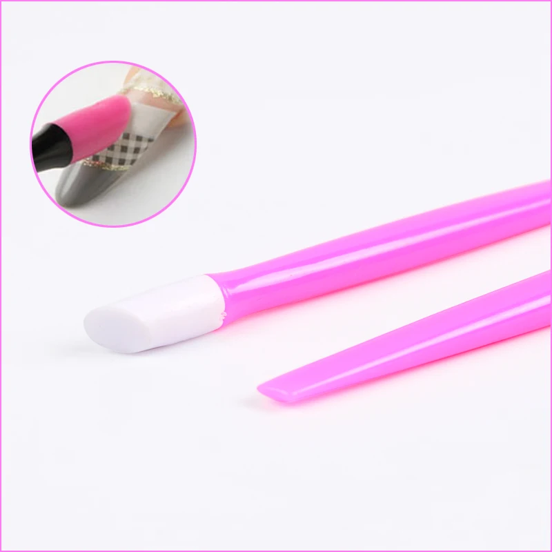 

hot sell 2019 1 pc pink plastic Nail Sticker Push Stick Double-Sided Nail Sticker Push Stick Nail Art Tool