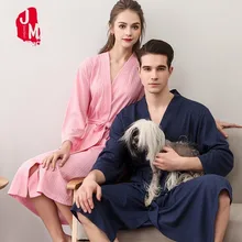 Летний Вафельный Халат для влюбленных, для мужчин и женщин, кимоно, банный халат размера плюс, сексуальный пеньюар, халат для подружки невесты, домашняя одежда, халаты
