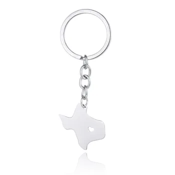 

Trendy Texas Map Keychain Key Ring STATE OF TEXAS Stainless Steel Map Bag Car Keychain Women Men Girl Boy Map Jewellery Gift