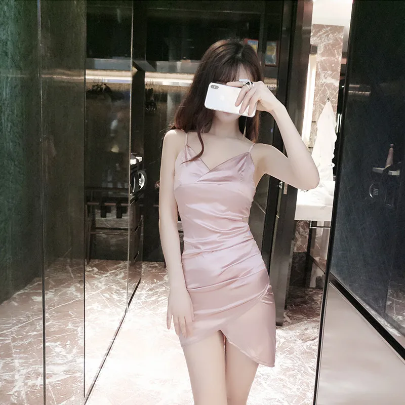 

Real shot 2019 new fashion nightclub sexy v-neck dress waist waist slim pack hip dress
