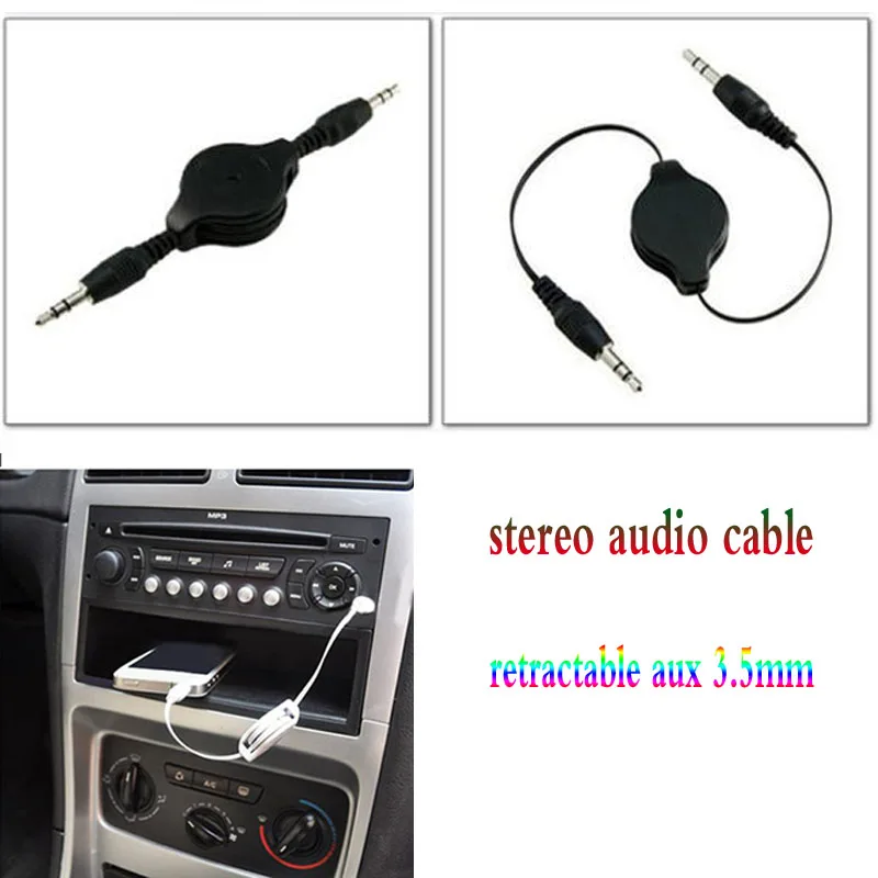 

Audio Aux Cable 3.5mm to 3.5MM Jack Male to Male Gold Plug Car Audio Retractable Flexible Extension Cable For iPhone Speaker
