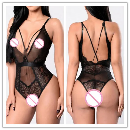Women Sexy Hollow Out Lace Lingerie Plus Size Transparent Mesh Underwear Erotic Babydoll Costumes Bodysuit