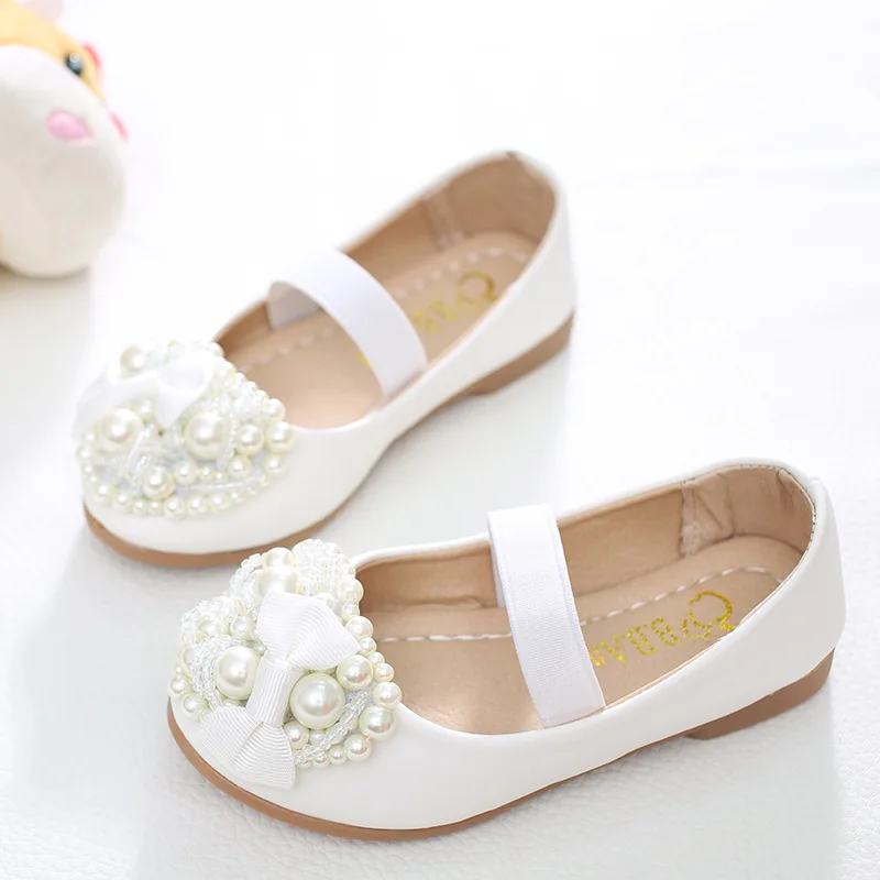 Новинка Обувь для девочек Обувь, сандалии для Для детей принцессы Обувь Боути Перл принцессы для танцев Босоножки для летние босоножки для девочек - Цвет: Белый