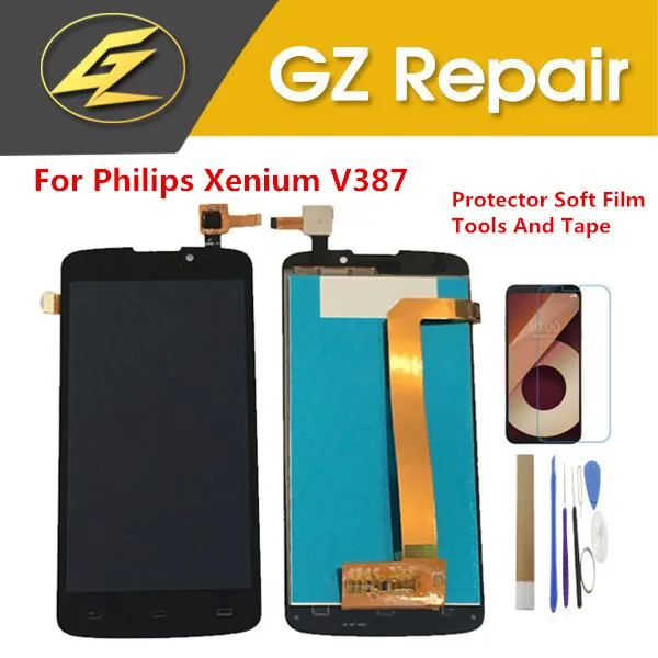 

Black Gold Color 5.0 Inch For Philips Xenium V387 LCD Display With Touch Sensor Digitizer With Kits