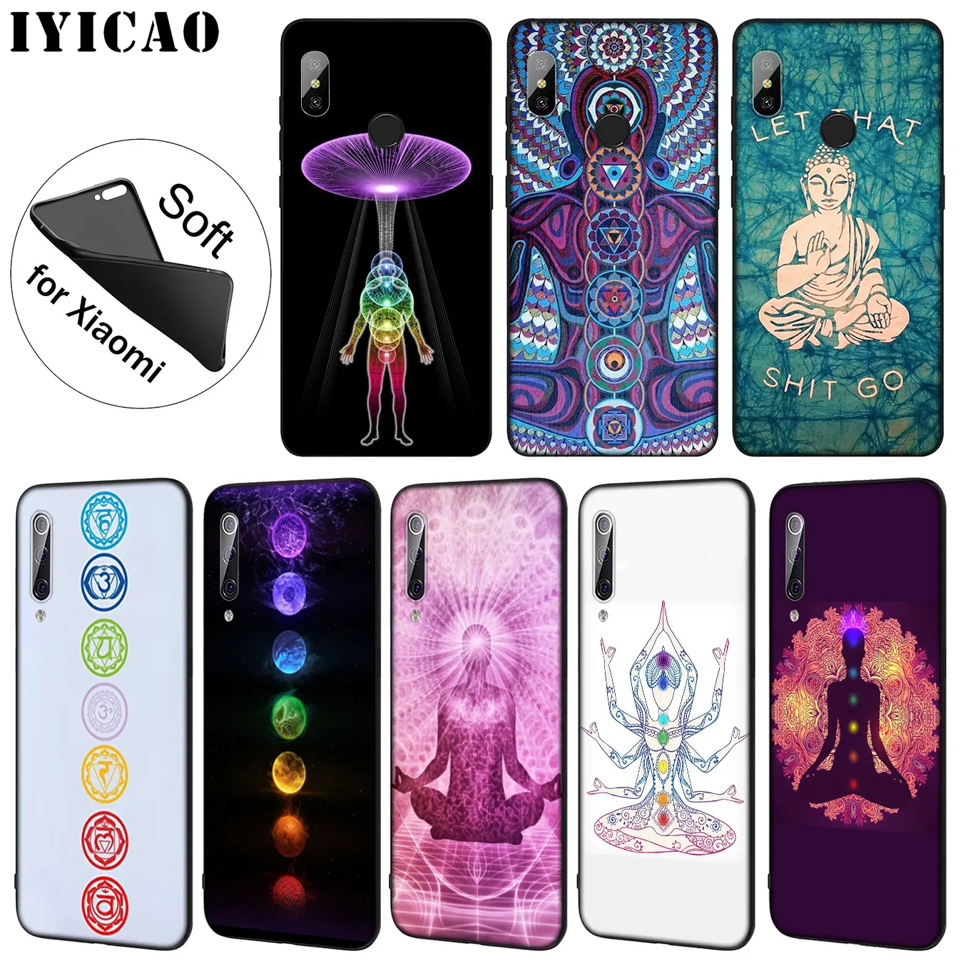 IYICAO Chakra Yoga Fashion Print Soft Silicone Phone Case for Xiaomi Mi 10 9 9T CC9 CC9E 8 SE A3 Pro A1 A2 Lite 6 pocophone f1 |