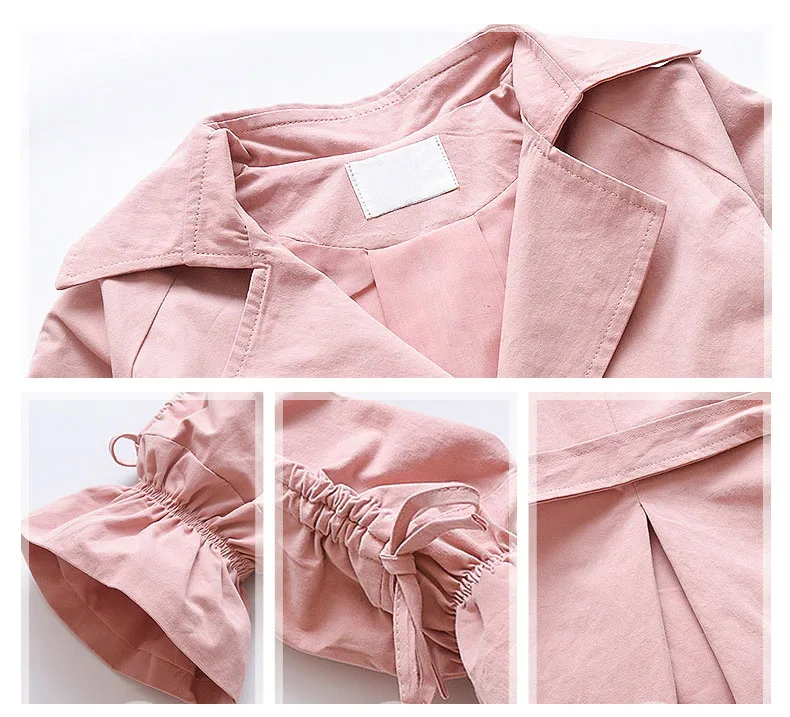 solid belt petal sleeve autumn coats kids clothes new 2018 autumn teenage girls long denim jackets children trench coat clothes  (17)