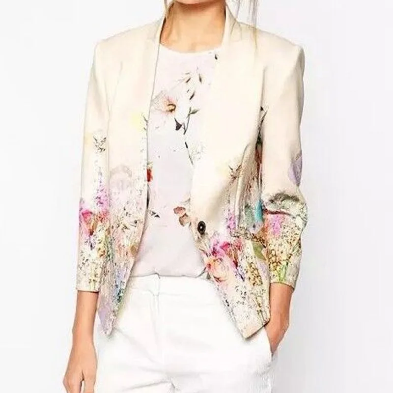 

New blazer print vintage jacket spring summer 2019 fashion jacket white blazer