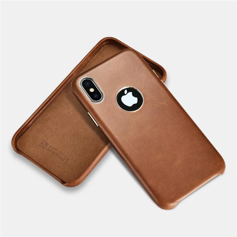 Чехол ICARER для iPhone X XS черный чехол из натуральной кожи в стиле ретро с отверстием