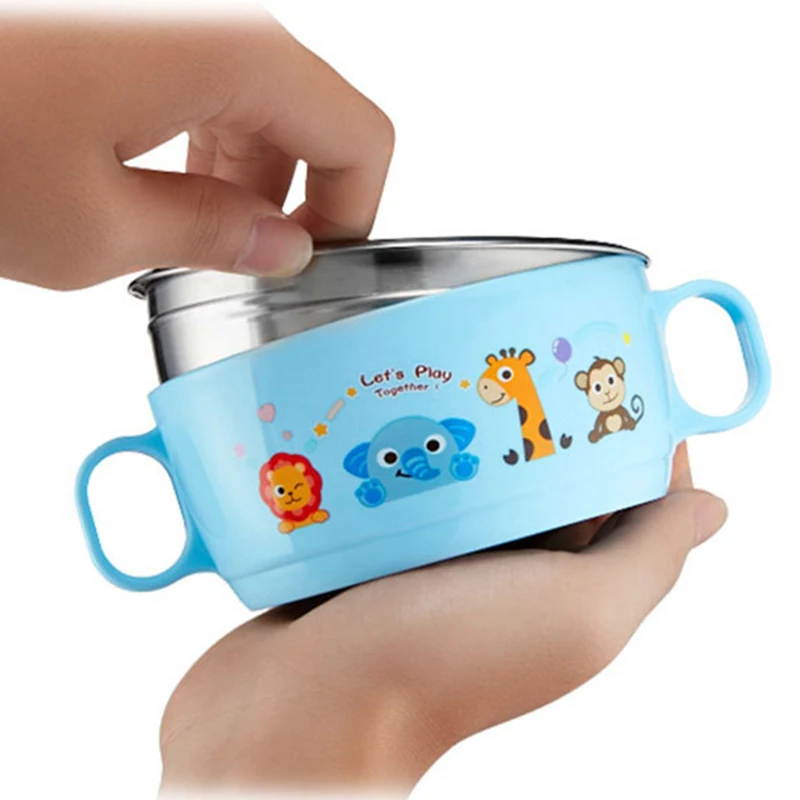Baby Feeding Bowl Stainless Steel Cartoon Thermal Insulation Strong Suction Dishes With Fork Spoon Kids Training Bowls CL5319 Baby Feeding Bowl Stainless Steel Cartoon Thermal Insulation Strong Suction Dishes With Fork Spoon Kids Training Bowls CL5319