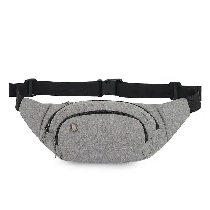 Fanny pack повседневное Спорт на открытом воздухе поясная сумка для мужчин's женщин Универсальный pochete бег груди мешок+ отверстие для наушников - Цвет: Серый