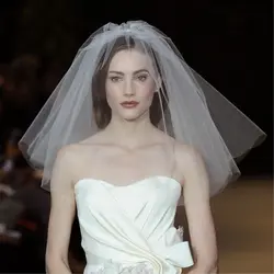 Мода 2019 г. свадебная фата простой тюль два слоя дешевые невесты AccessoriesShort для женщин вуали с гребешком