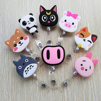 

1 pcs/lot Cute animal Cartoon Telescopic Badge Reel Bus card student nurse ID Name Card Badge Holder new Office Supplies