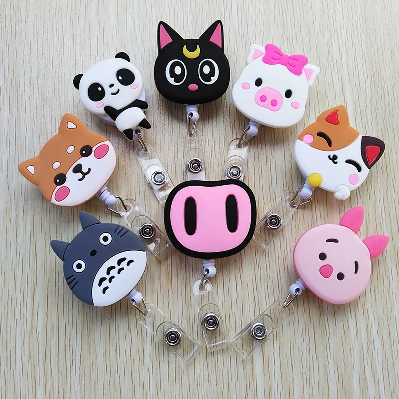 1pcs Silica gel lovely Cat For Telescopic Badge Reel Bus card student nurse ID Name Card 2018 new Badge Holder Office Supplies