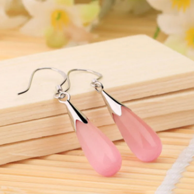 

Women Rhinestone Crystal Long Earrings Alloy Silver Color Dangle Earrings Water Drop Elegant Jewelry