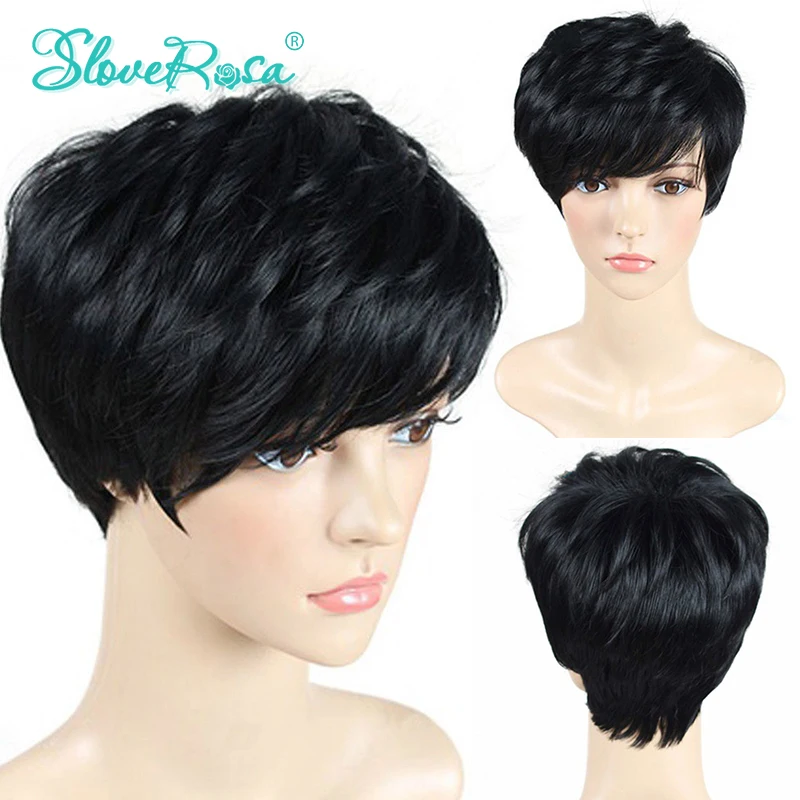 

Full Machine Made Lace Front Human Hair Wigs Brazilian Remy Human Hair Wigs 6 Inches Short Bob Wig Natural Color Slove Rosa Hair