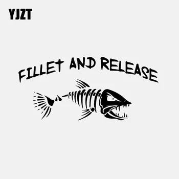 

YJZT 17.6CM*8CM Vinyl Decal Car Sticker Fillet And Release Truck Window Fish Decal Black/Silver C24-0970