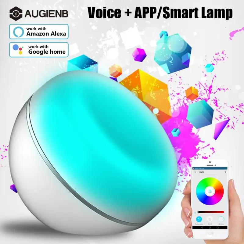 

AUGIENB Wifi Smart USB RGB LED Night Light Timing Desk Lamp Dimmable Lighting App/Voice Control Work with Alexa Google Home