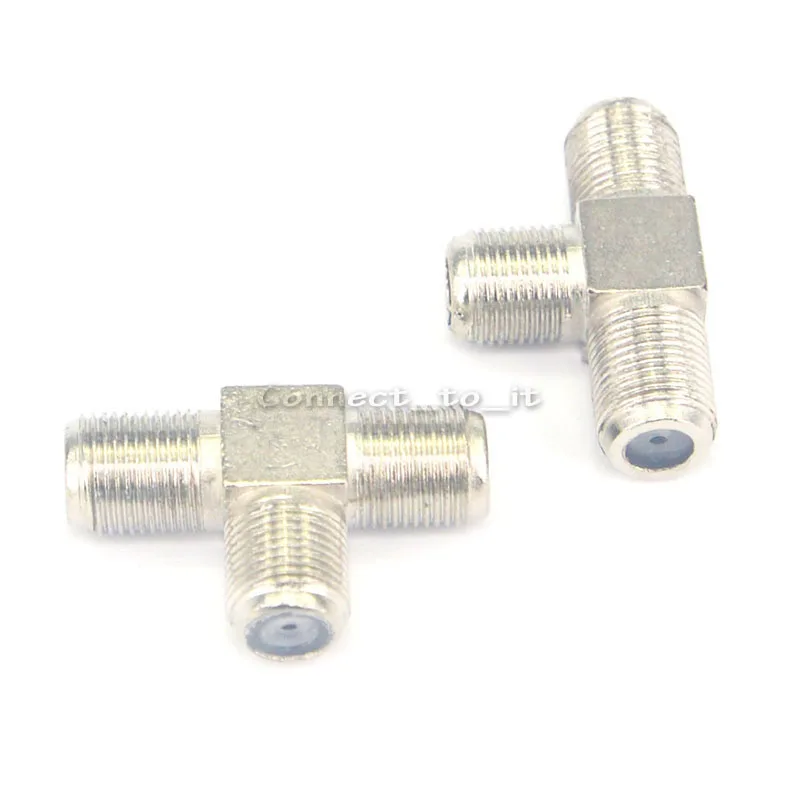 

2 Pieces F Adapter F Jack to Jack to Jack "T" Type 3 Way Female RF Coaxial Connector
