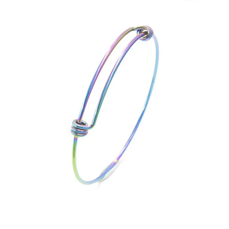 

10pcs/lot 1.6mm Thick Stainless Steel Rainbow Color Cable Wire Bracelet Expandable DIY Cuff Bangles For Jewelry Making