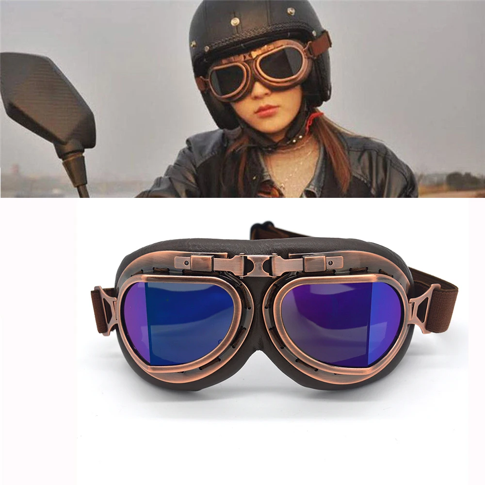 Мотоциклетные Очки Пилот Мотоцикл Ретро шлем очки мото УФ очки Классические винтажные байкерские велосипедные солнцезащитные очки