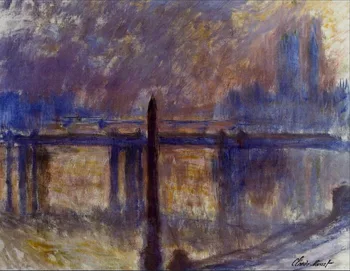 

High quality Oil painting Canvas Reproductions Charing Cross Bridge, Cleopatra's Needle (1899-1901 by Claude Monet hand painted