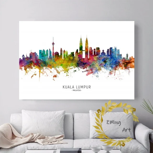 

Krakow Kuala Lansing Las Vegas Lausanne Leeds City Colorful Skyline Art Canvas Poster Pictures