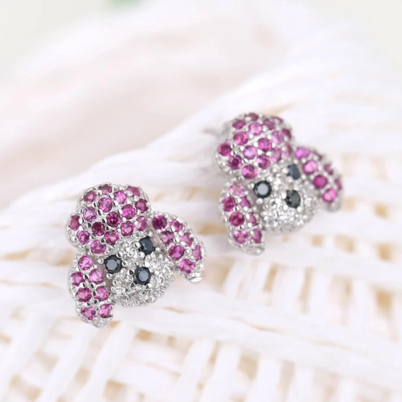 

Cute Dog Korea Purple Sweet Wild 925 Sterling Silver Temperament Personality Trendy Female Stud Earrings SEA156