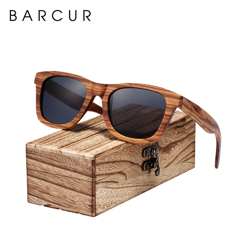 BARCUR Винтажные Солнцезащитные очки Natura Zebra Wood женские и мужские Квадратные