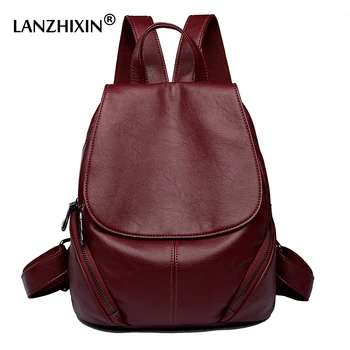 

Lanzhixin Women Leather Backpacks Bag Simple Fashion Preppy Style Bags Casual Backpacks Students School Travel Bags For Girls