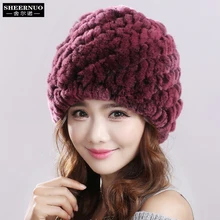 Sheernuo Новая меховая шапка женская rax кроличий мех осень-зима теплая холодная Мода эластичный код Кепка «ананас»