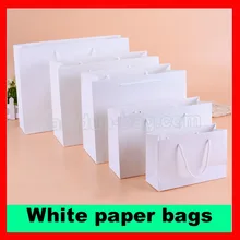 100 шт/лот) 10 размеров оптом 250gsm бумажный пакет Белый