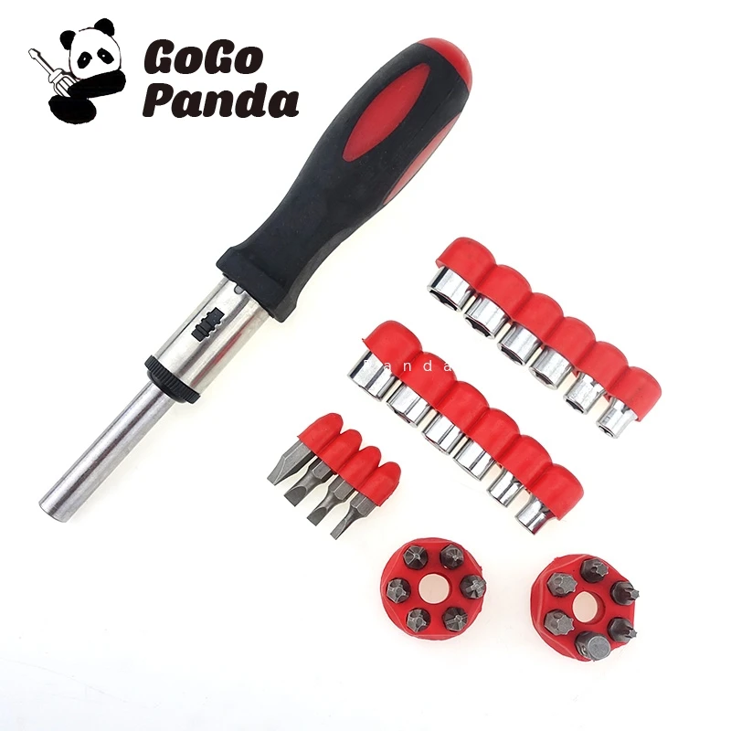 Free Shipping Hardware Tool Drill Accessories Sleeve Bit Set Multifunction Ratchet Screwdriver