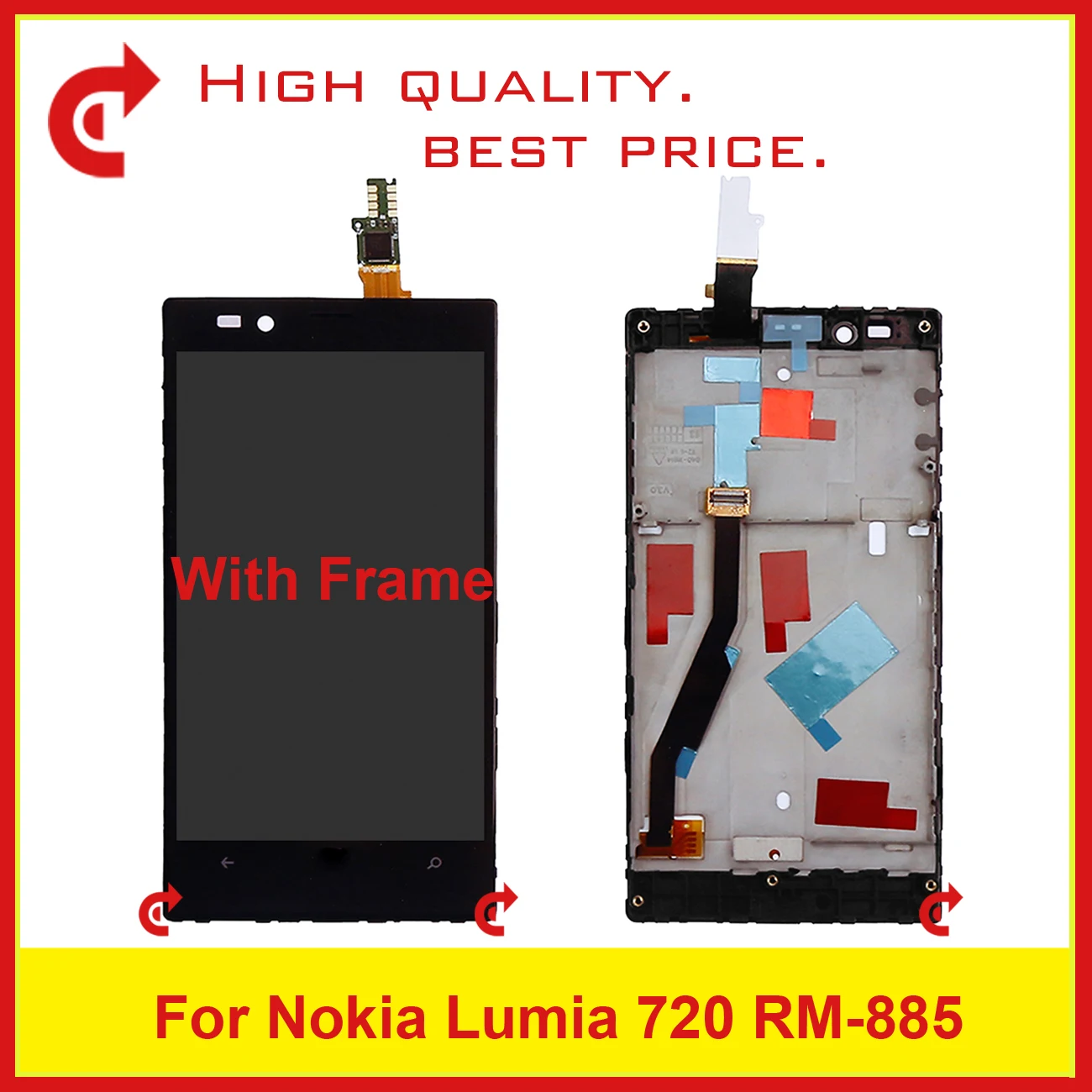 

ORIGINAL 4.5'' For Nokia Lumia 928 RM-860 Full Lcd Display With Touch Screen Digitizer Sensor Panel Assembly Complete+Frame