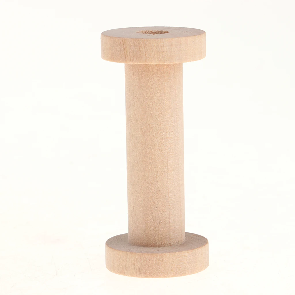 MagiDeal Spool Wooden Empty Vintage DIY Roller Coils for Sewing Crafts Wire