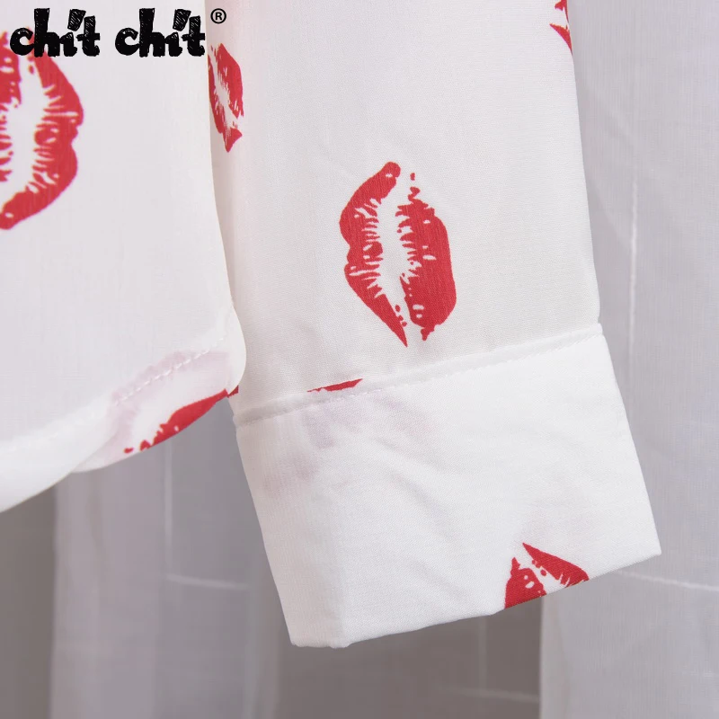Весна женщины поцелуи красные губы clothing рубашки поцелуй красные губы печатных блузки женские топы с длинным рукавом с карманами
