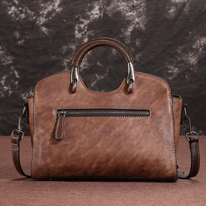 AETOO Leather women's bag, head leather retro craft embossed shell bag, hand-ruby trend hand-held oblique women's bag