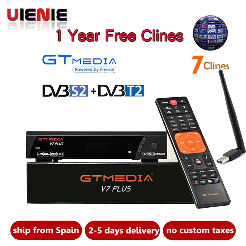 

[Genuine] 2018 New arrival GTMEDIA V7 PLUS DVB-S2 DVB-T2 Satellite TV Combo Receiver Support H.265 and Spain Italy Clines