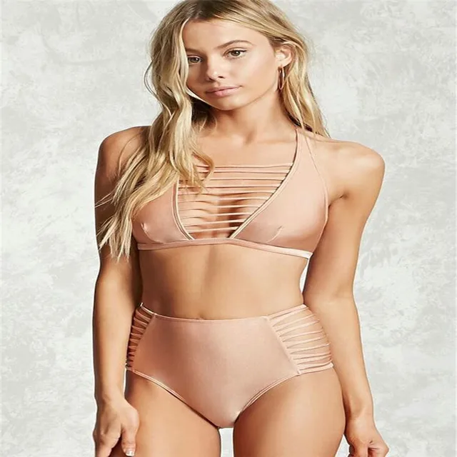 2017 European station high quality bikini straps split swimsuit burst