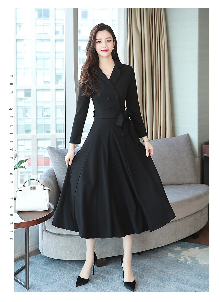 9779 Women Dresses Evening Party Autumn Winter Women Dress Long Sleeve Plus Size V-neck Red Black Office Maxi Dress Elegant 2018 4