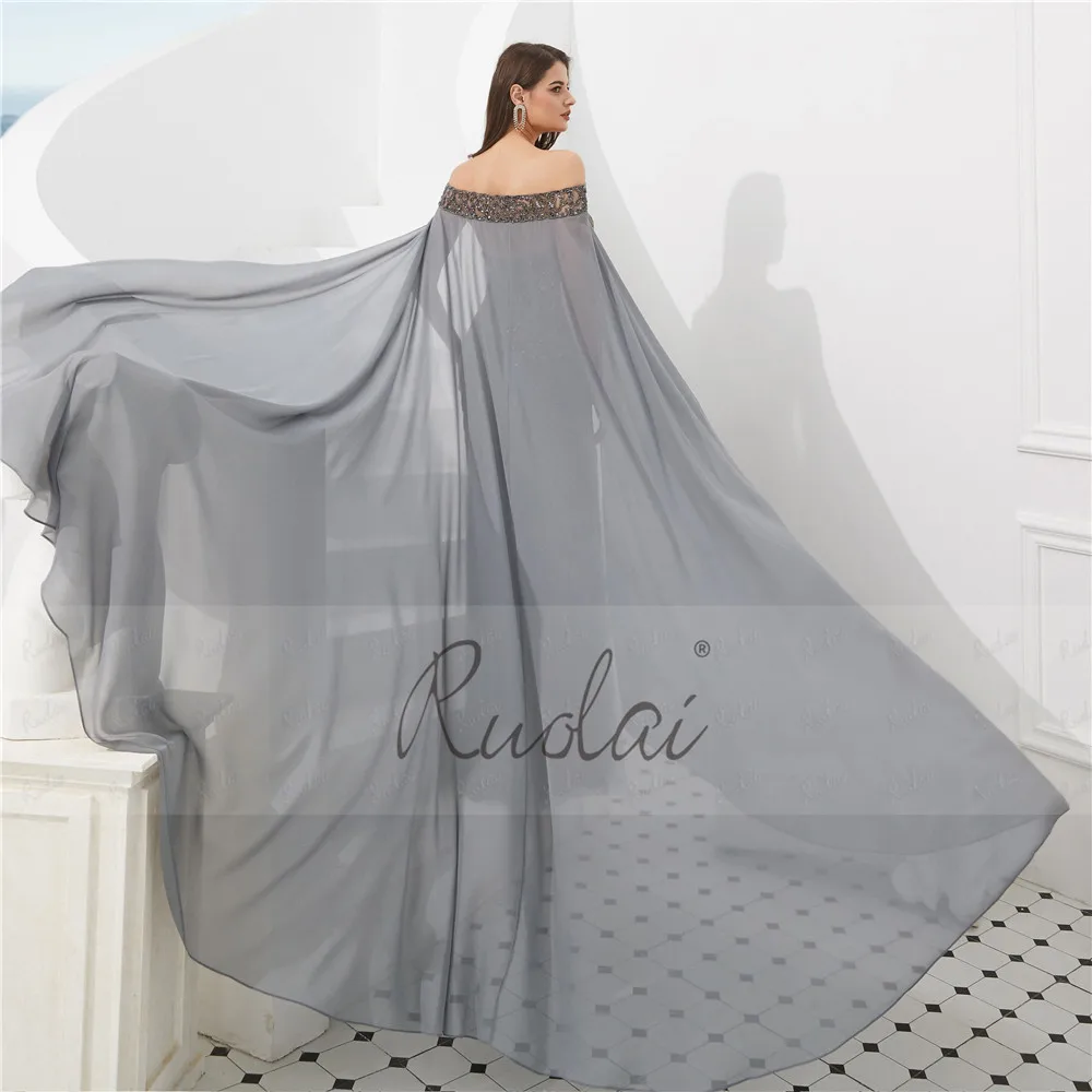 Элитное вечернее платье Дубай вечернее платье длинное с накидкой русалка платье выпускного вечера блестящий бисером Vestido de Fietsa SN4