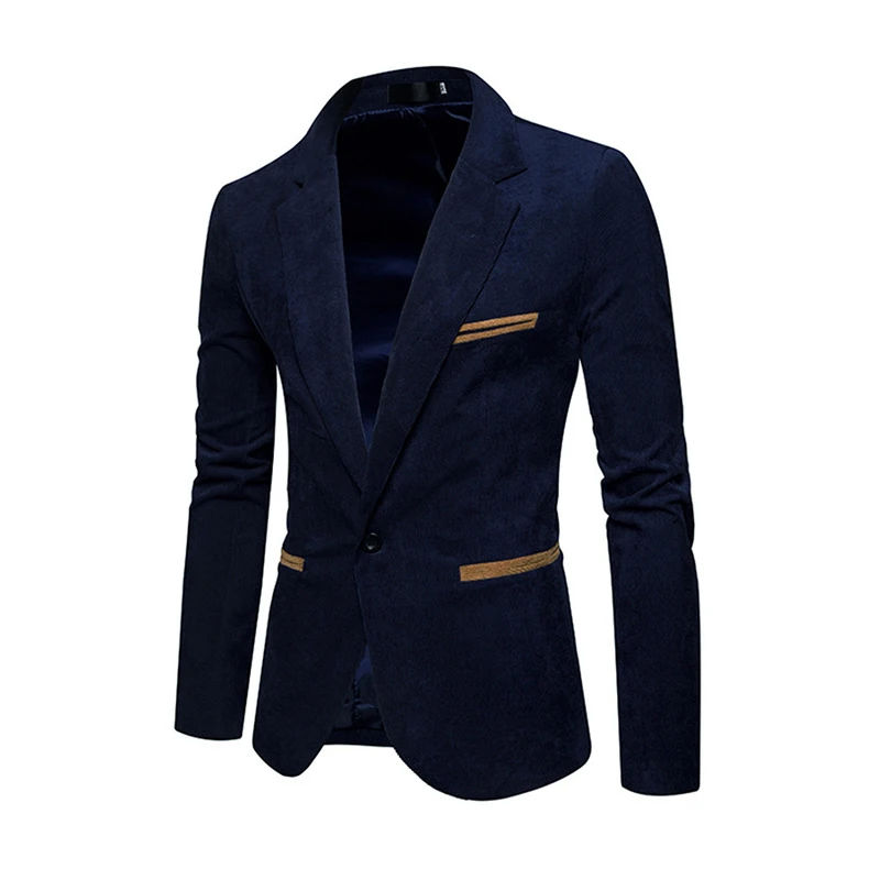 Новая мода, мужской вельветовый костюм для отдыха, приталенный пиджак, высокое качество, повседневные блейзеры, пиджак и цена, мужская куртка на одной пуговице, хаки, темно-синий, красный