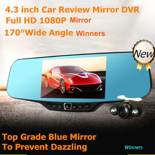 Лучшее автомобильное зеркало заднего вида DVR камера 4," Full HD 1080P видеорегистратор с режимом ночной съемки камера 170 градусов с двумя объективами DVR видеорегистратор