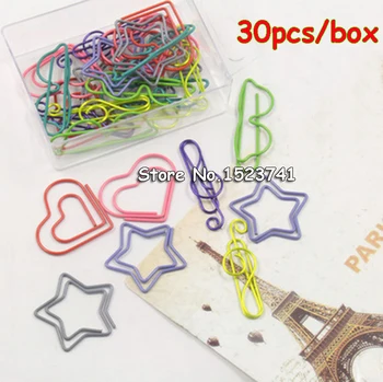 

30 pcs Metal Multi-pattern Creative Paper Clips Gold Silver Colorful Funny Kawaii Bookmark Office Shool Stationery Marking Clips