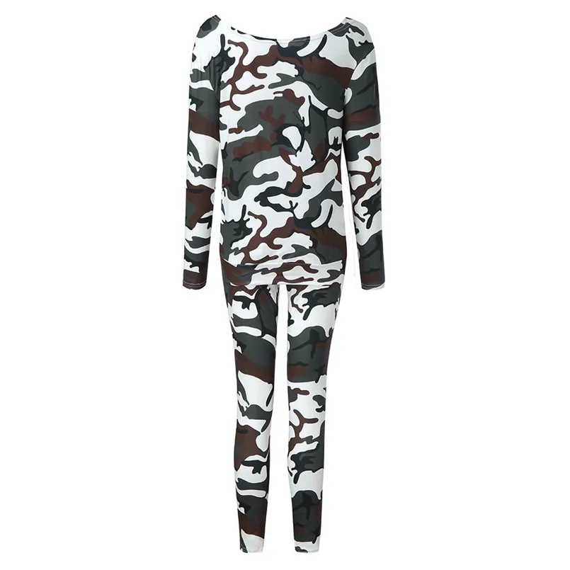 Ladies Joggers Active Sport Tops Camouflage Tracksuits Set Lounge Wear Ladies Top Suit Thin Conjuntos De Mujer #F#40DE06 (5)