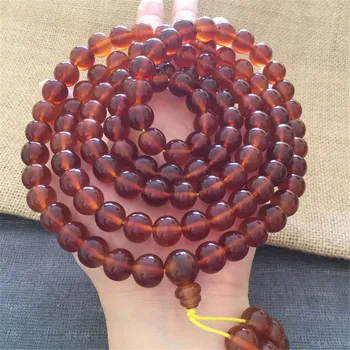 

Handmade Natural Wine Red Tortoise 108 Beads Mala Tortoise Shells Beads Prayer Bracelet for Male and Female Buddhist Jewelry