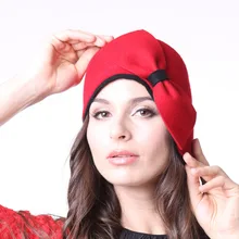 Free Shipping Women Hats Winter Hats Felt Brimless 100% Wool Red With Bow
