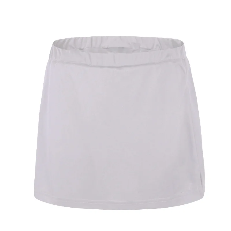 Летняя быстросохнущая юбка для отдыха, одноцветная теннисная юбка, волейбольные юбки для девочек с шортами безопасности - Цвет: Белый
