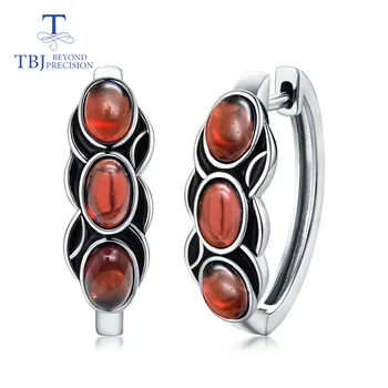 

TBJ,vintage style good clasp earring with natural garnet gemstone in 925 sterling silver design for women daily wear gift box