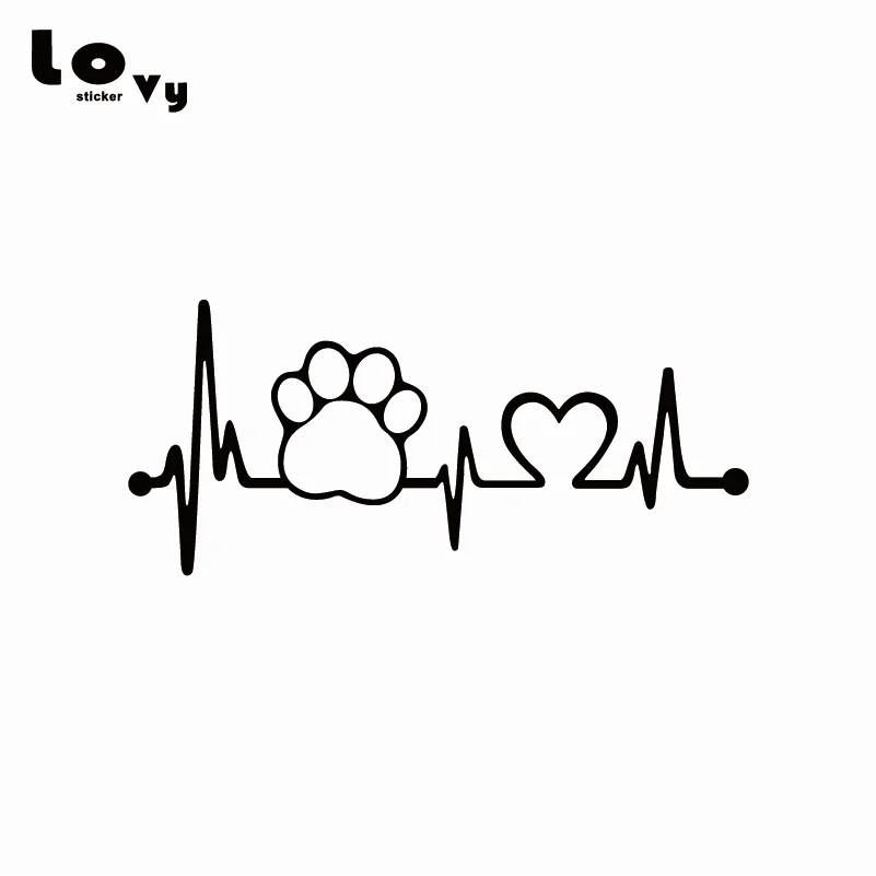 Лапа сердцебиение спасательный круг монитор собака кошка виниловая Автомобильная наклейка креативные животные автомобильные аксессуары 18x8 см CA0077